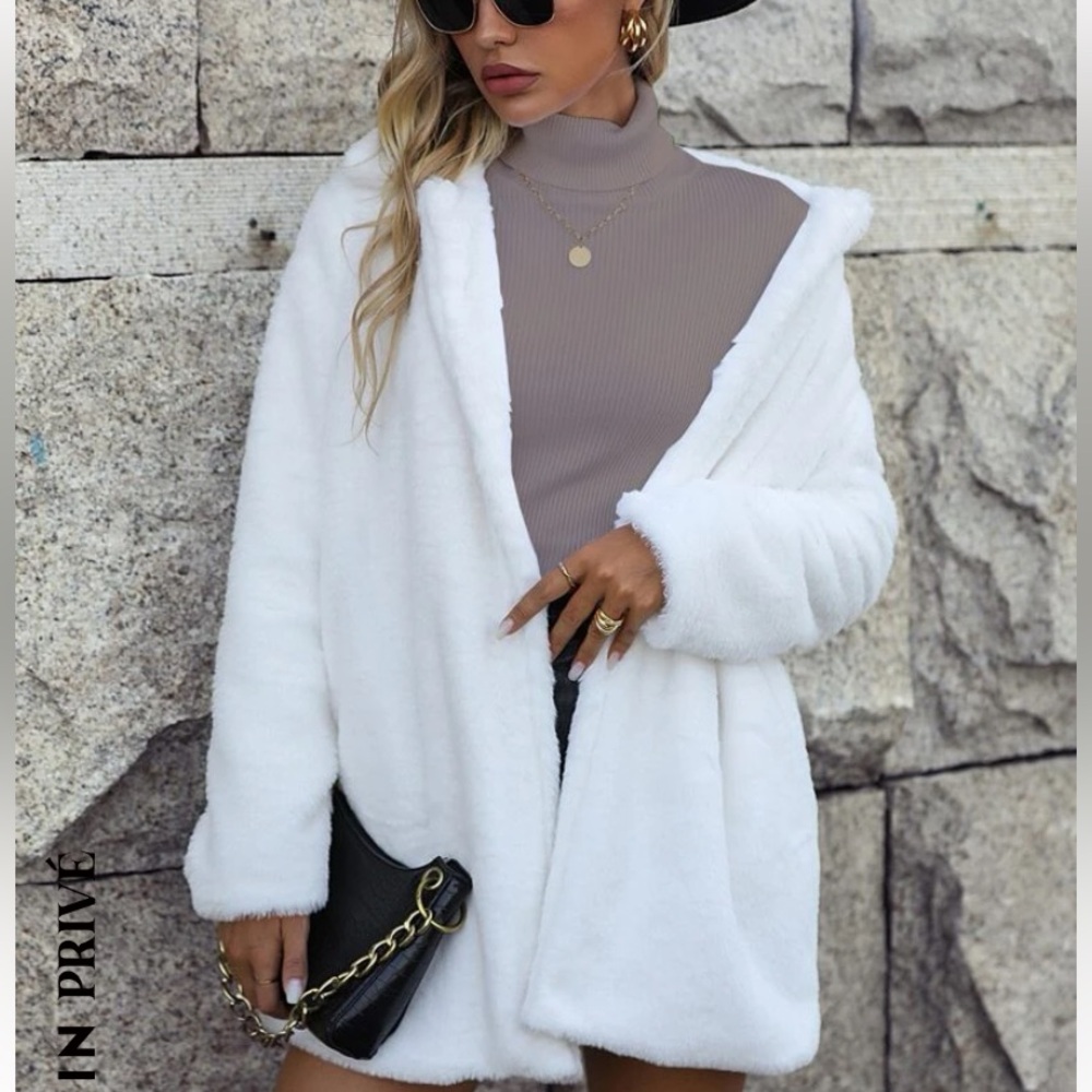 White fuzzy coat
